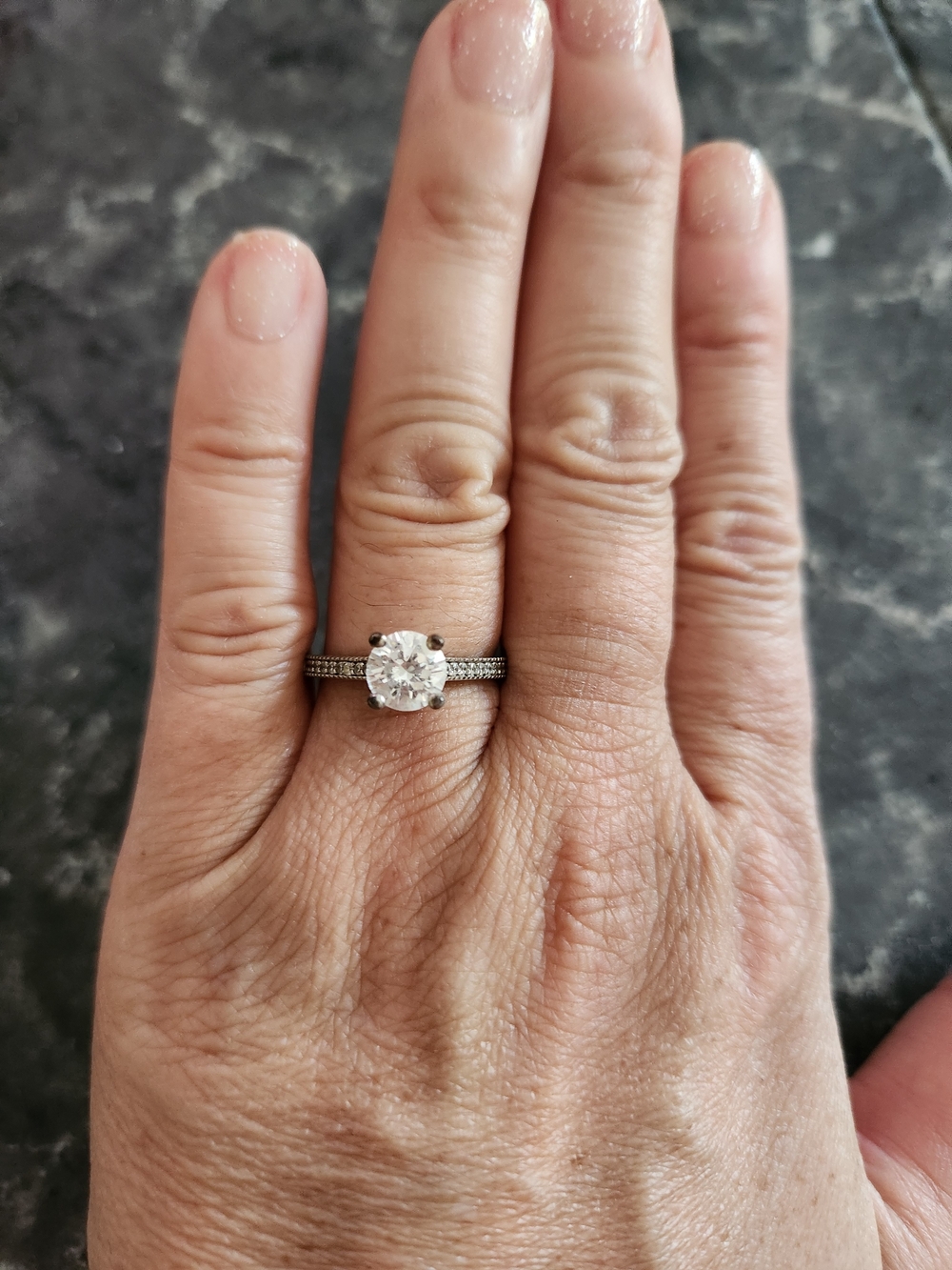 Silver Solitaire Engagement Ring with Clear Stone - White